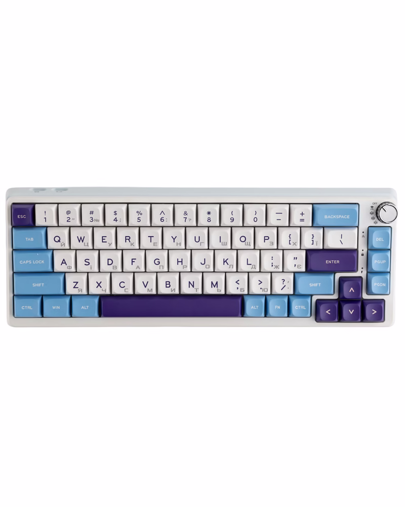 Бездротова клавіатура KZZI K68 Pro UA/ENG (Rainbow Switch) Blue Sea (6977534870468)